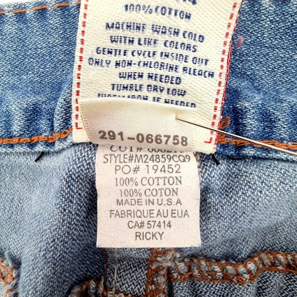True Religion Ricky Super T Jeans Mens 40 Blue Good Altered Hem Straight Leg